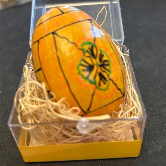 Handcrafted Yellow Wood Rabbit Easter Egg Called Pysanda - Picture 2 of 9